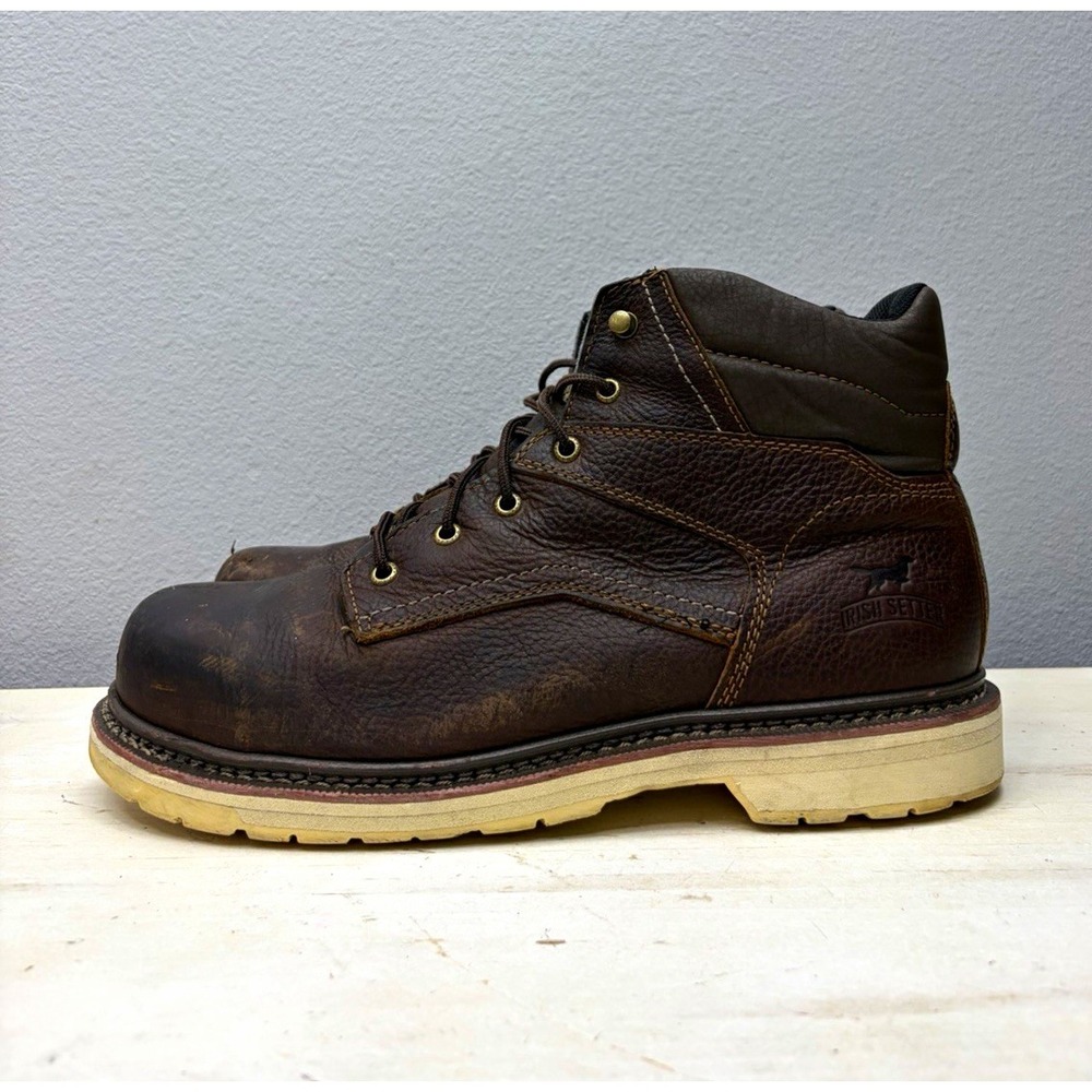 Irish Setter Brown Leather Lace Up Steel Toe Ankle Work Boots Round Toe Size 11